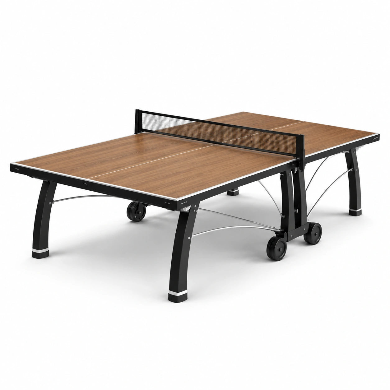 Tavolo da ping pong pieghevole in legno MDF e acciaio 274x152.5x76 cm marrone