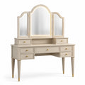 Toeletta in legno con specchi e cassetti color crema