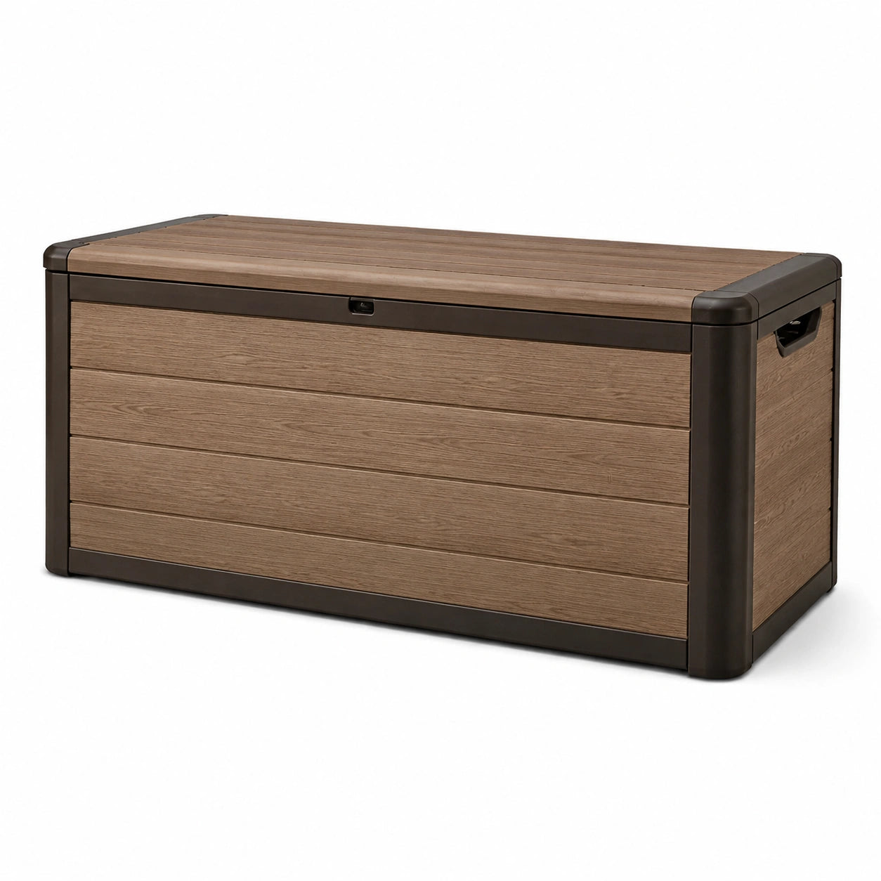 Baule da giardino in legno composito e polipropilene marrone e nero 120x60x50 cm
