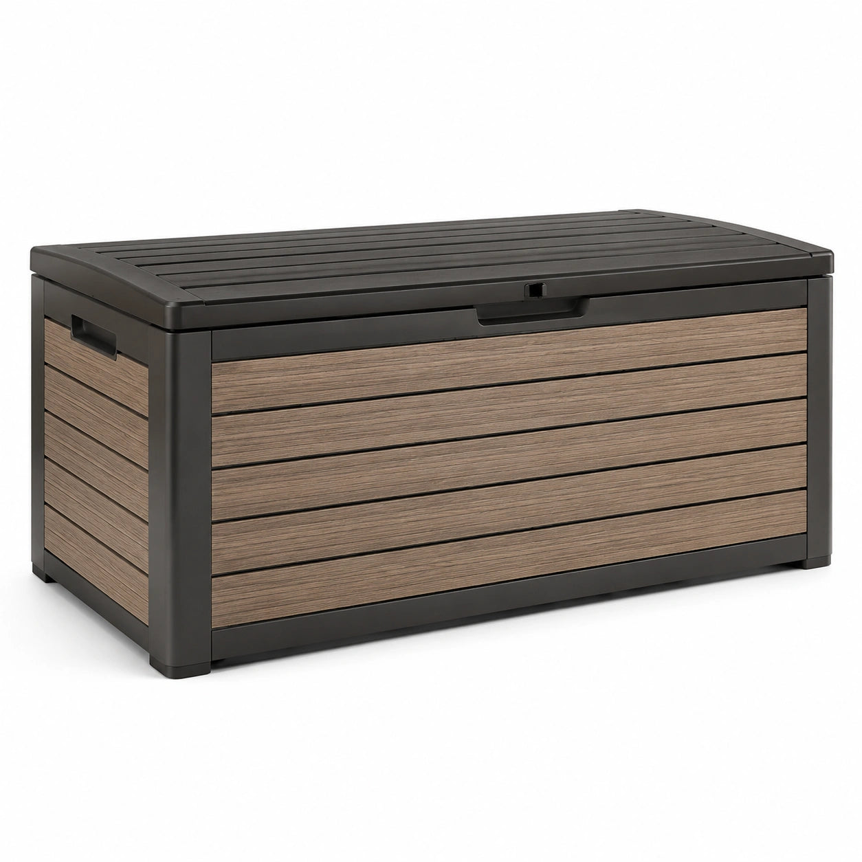 Baule da Giardino in Plastica Effetto Legno 120x45x60 cm