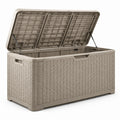 Baule da giardino in plastica rattan beige