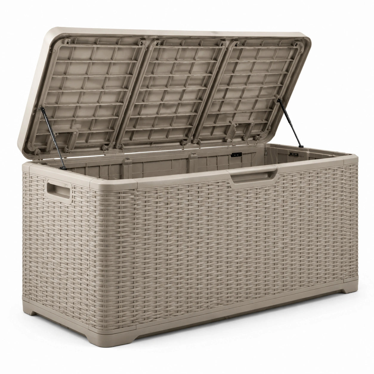 Baule da giardino in plastica rattan beige