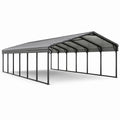Tettoia per Auto in Acciaio Grigio con Rivestimento 610x306x260 cm