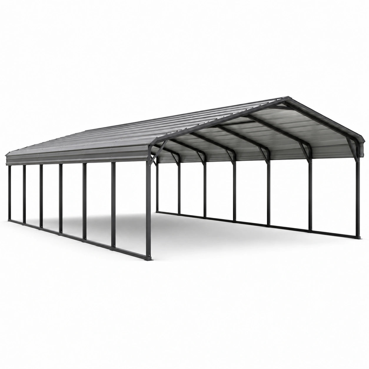 Tettoia per Auto in Acciaio Grigio con Rivestimento 610x306x260 cm