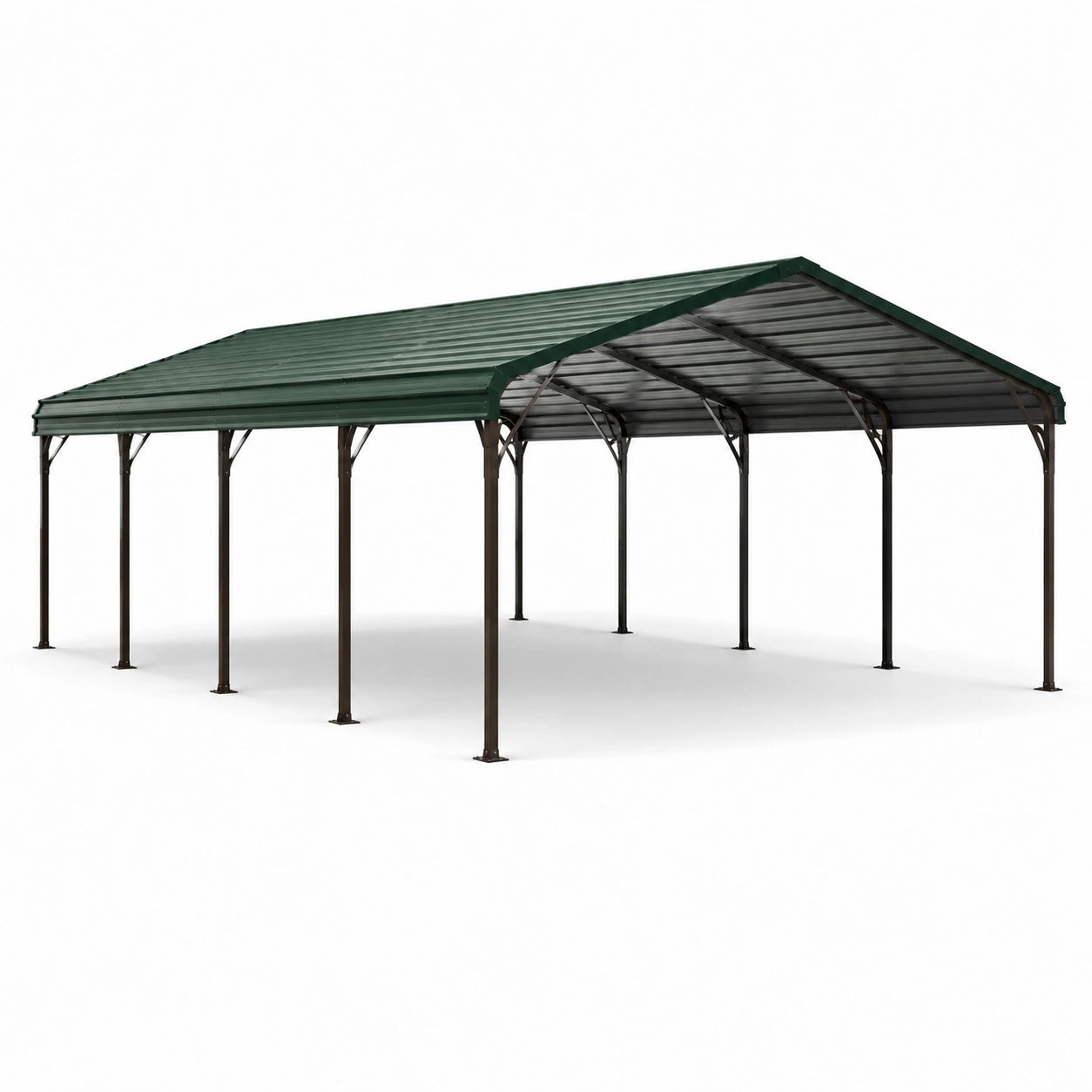 Tettoia per Auto in Acciaio Zincato 600x400 cm Verde Scuro
