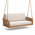 Dondolo in legno di teak con cuscini in poliestere beige